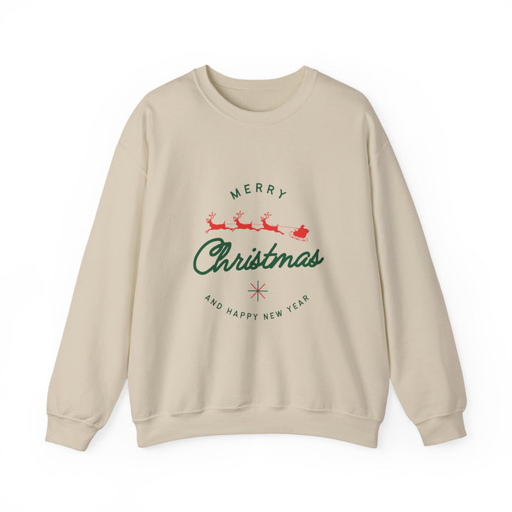 Christmas Crewneck Sweatshirt - 'Merry Christmas' Santa Sleigh Holiday Sweatshirt