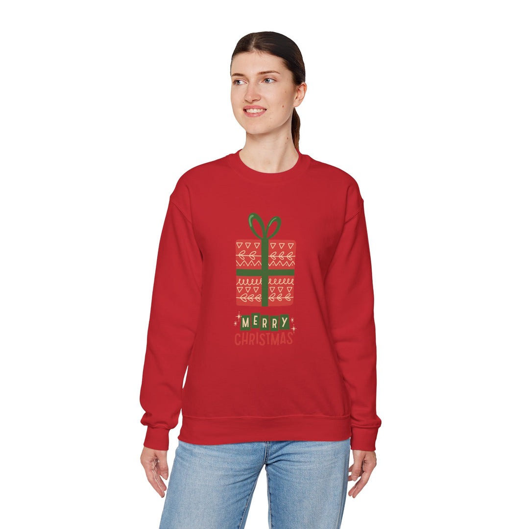 Christmas Present Sweatshirt – 'Merry Christmas' Holiday Crewneck