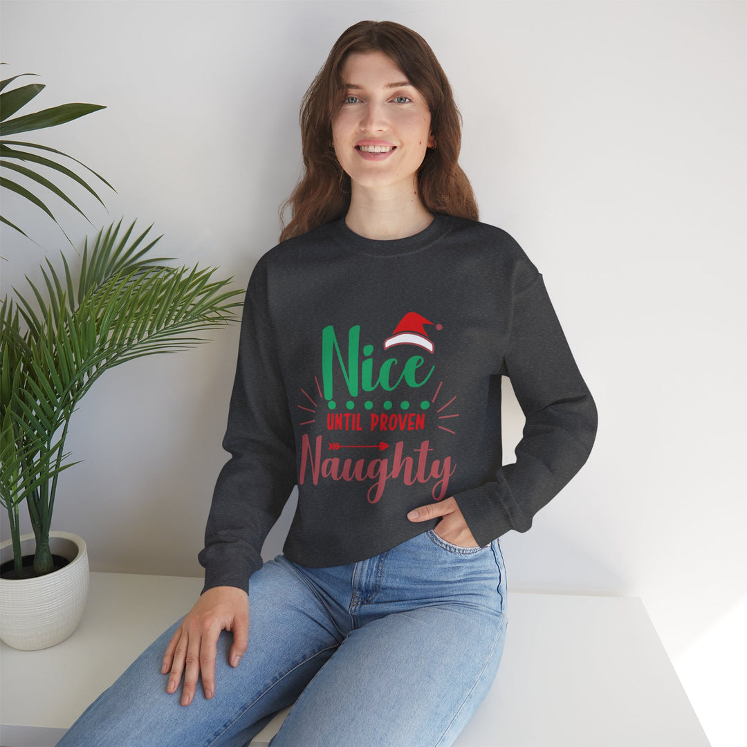Christmas Sweatshirt “Nice Until Proven Naughty” Holiday Crewneck