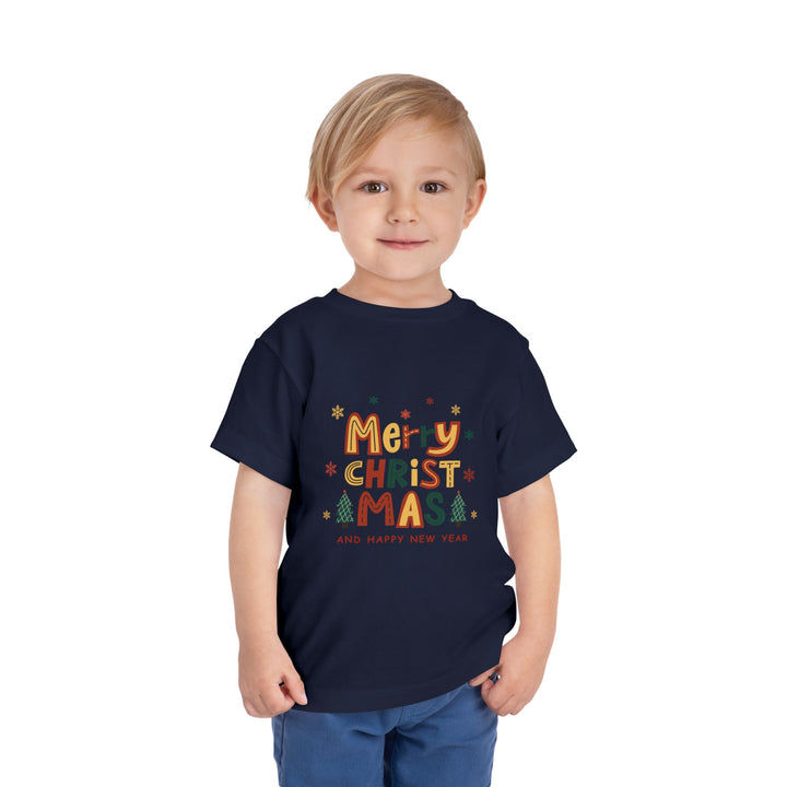 Toddler Christmas Tee — "Merry Christmas and Happy New Year" Holiday Shirt