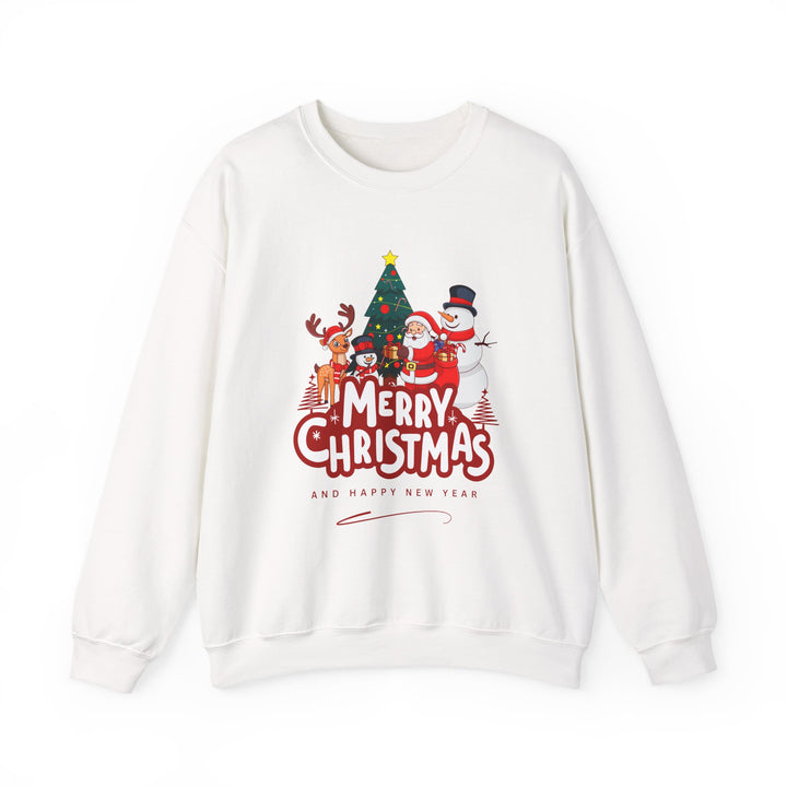 Christmas Crewneck Sweatshirt — 'Merry Christmas' Festive Holiday Sweatshirt with Santa, Reindeer & Snowman