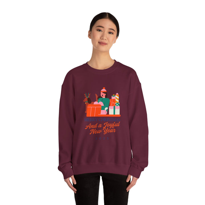 Christmas Crewneck Sweatshirt - "Merry Christmas and a Joyful New Year 2025" Holiday Sweatshirt