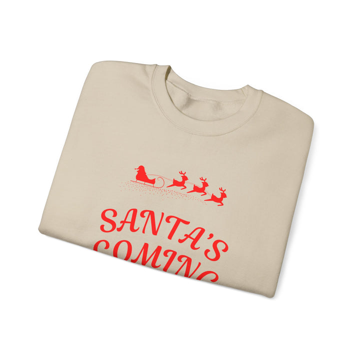 Christmas Sweatshirt — "Santa's Coming to Town" Festive Crewneck