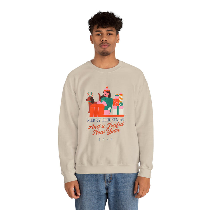 Christmas Crewneck Sweatshirt - "Merry Christmas and a Joyful New Year 2025" Holiday Sweatshirt