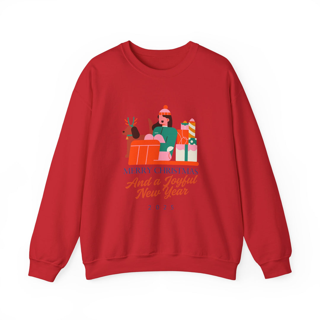 Christmas Crewneck Sweatshirt - "Merry Christmas and a Joyful New Year 2025" Holiday Sweatshirt