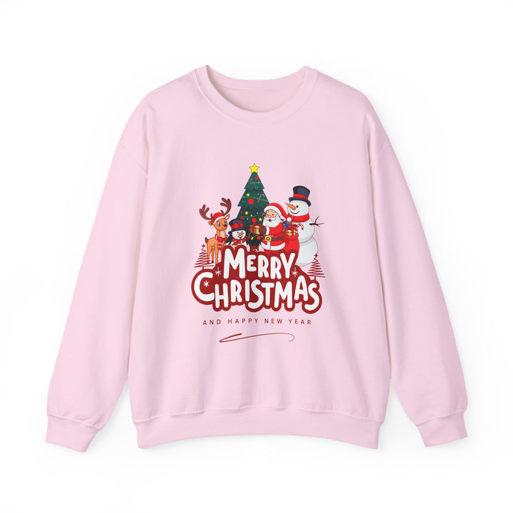Christmas Crewneck Sweatshirt — 'Merry Christmas' Festive Holiday Sweatshirt with Santa, Reindeer & Snowman