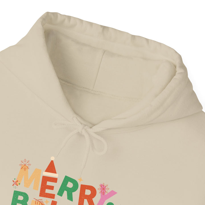 Merry & Bright Holiday Hoodie — Colorful Christmas Graphic Sweatshirt