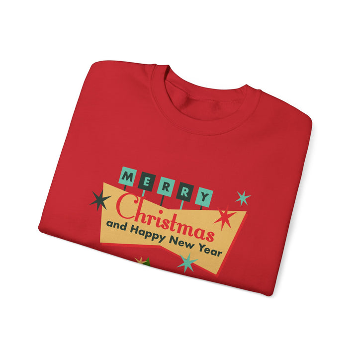 Christmas Crewneck Sweatshirt - "Merry Christmas and Happy New Year" Retro Holiday Design
