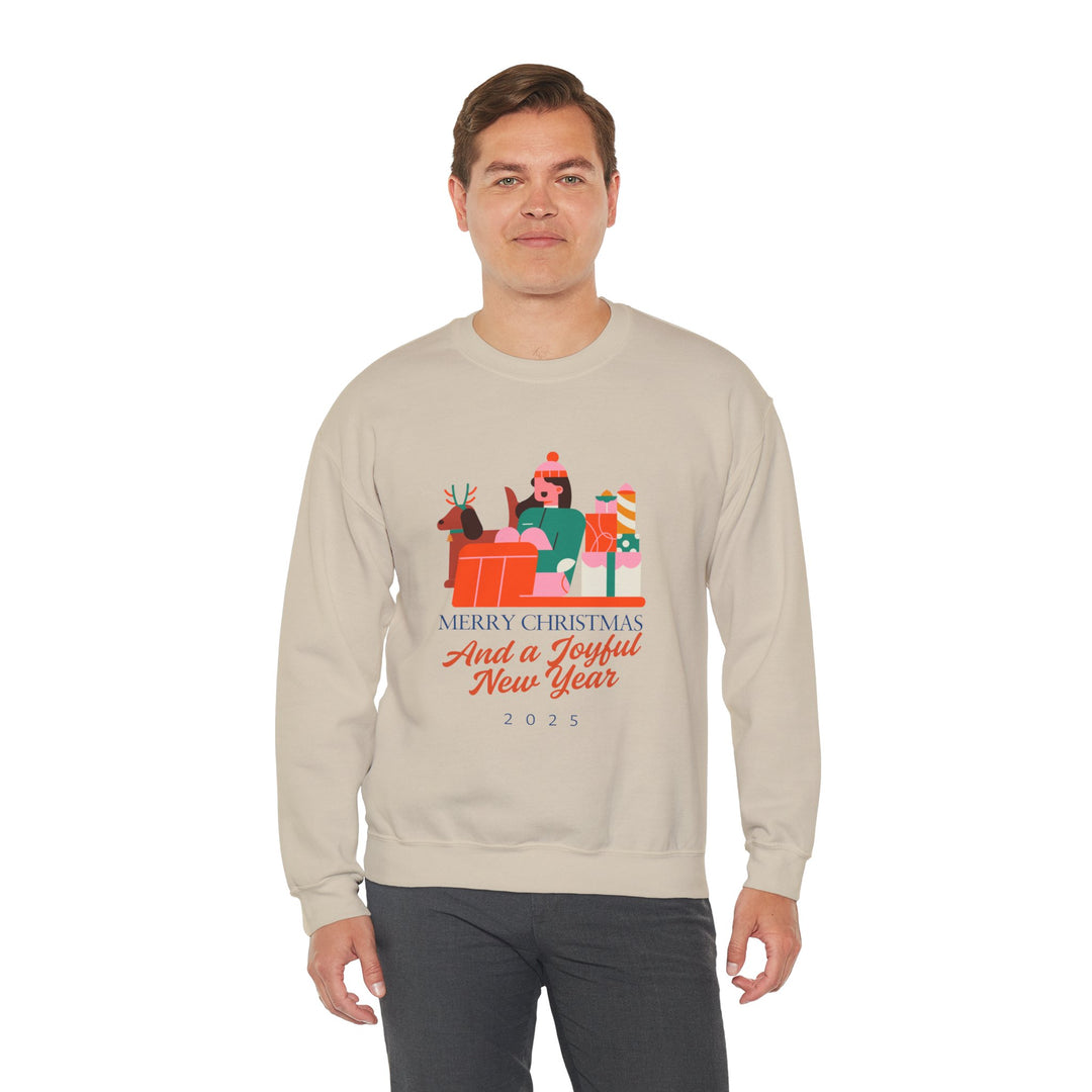 Christmas Crewneck Sweatshirt - "Merry Christmas and a Joyful New Year 2025" Holiday Sweatshirt