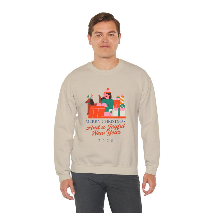 Christmas Crewneck Sweatshirt - "Merry Christmas and a Joyful New Year 2025" Holiday Sweatshirt