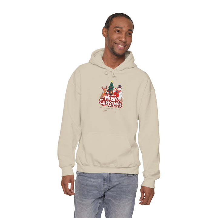 Christmas Crew Hoodie - 'Merry Christmas' Santa & Snowman Holiday Sweatshirt