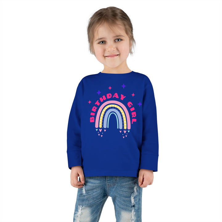 Birthday Girl Toddler Long Sleeve Tee — Rainbow Celebration
