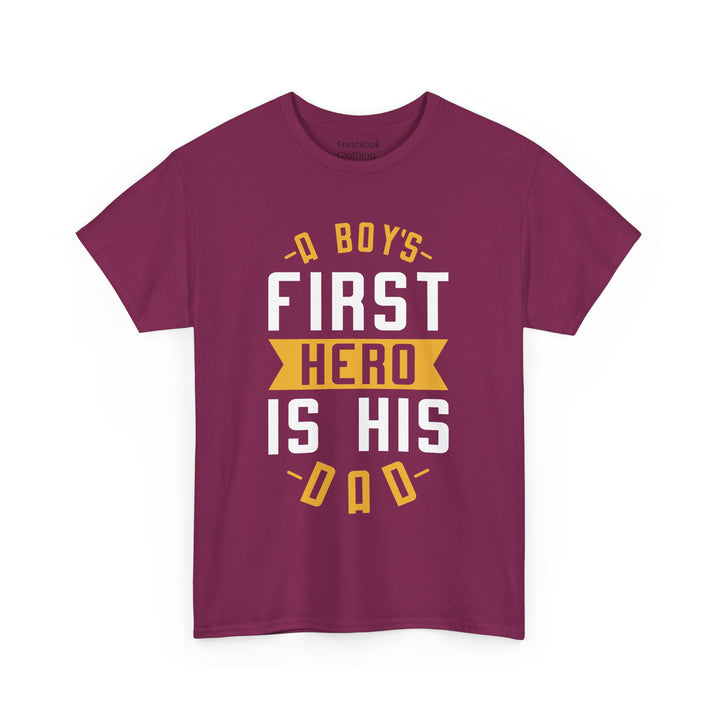 Dad's T-Shirt - A Boy's First Hero is His Dad Design