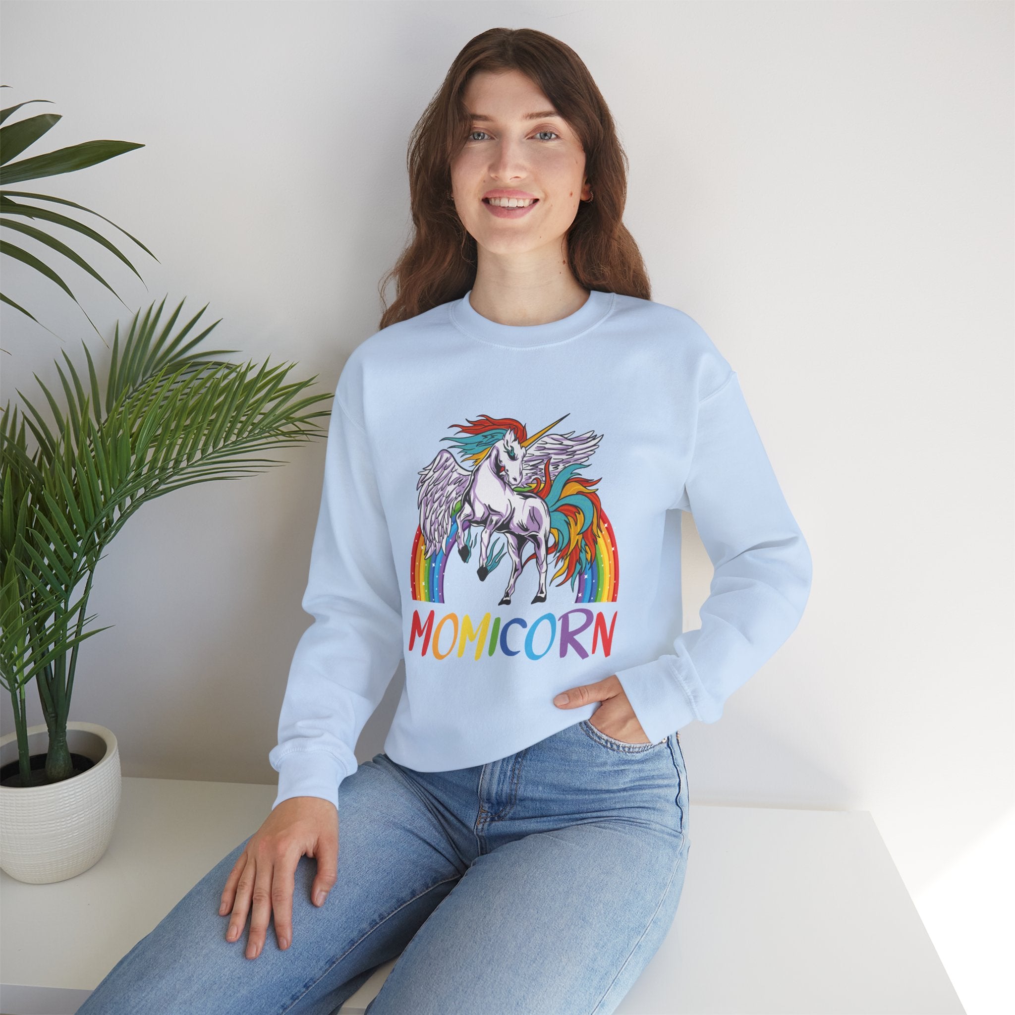 Mom Sweatshirt - Colorful MOMICORN Design