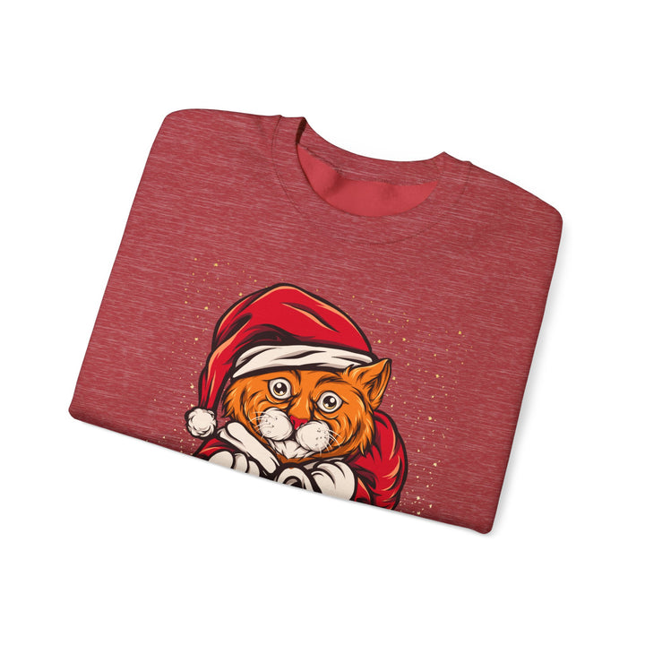 Santa Paws Unisex Heavy Blend Crewneck Sweatshirt - Cozy Festive Cat Design for Holiday Cheer