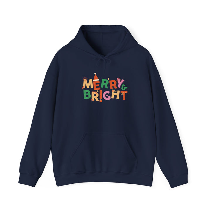 Merry & Bright Holiday Hoodie — Colorful Christmas Graphic Sweatshirt