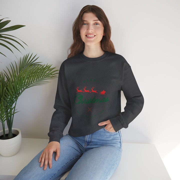 Christmas Crewneck Sweatshirt - 'Merry Christmas' Santa Sleigh Holiday Sweatshirt