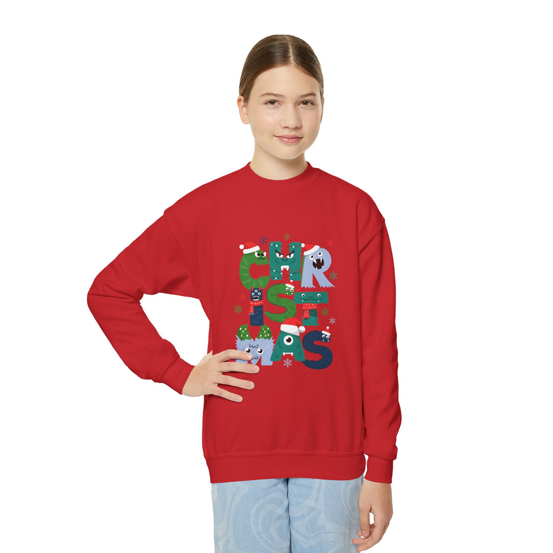 Kids Christmas Crewneck Sweatshirt – Colorful Holiday 'CHRISTMAS' Letter Design