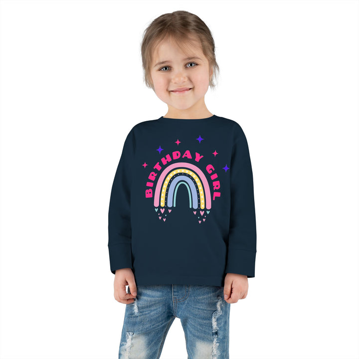 Birthday Girl Toddler Long Sleeve Tee — Rainbow Celebration