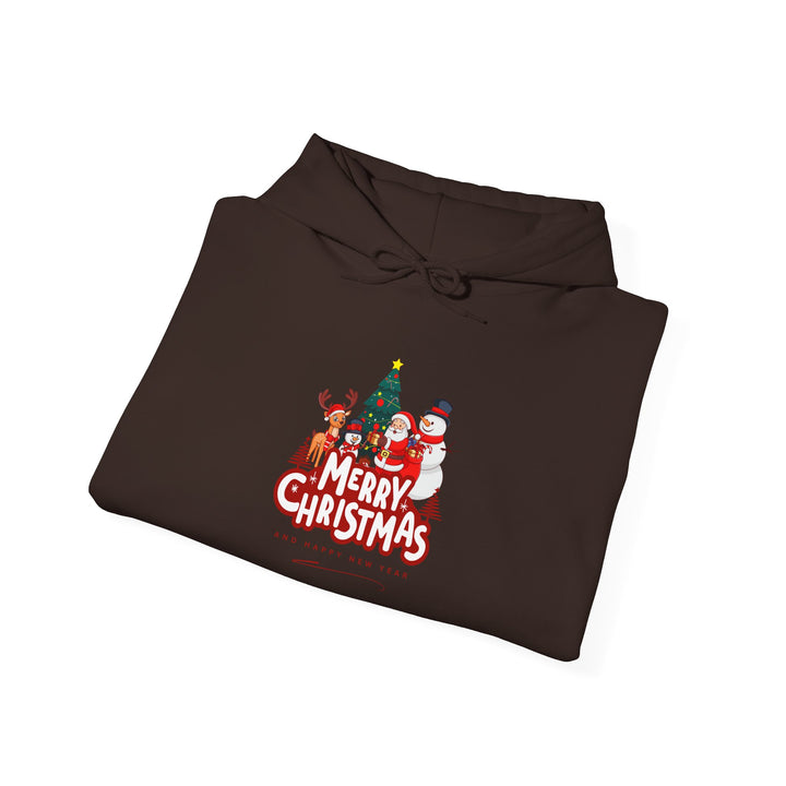 Christmas Crew Hoodie - 'Merry Christmas' Santa & Snowman Holiday Sweatshirt