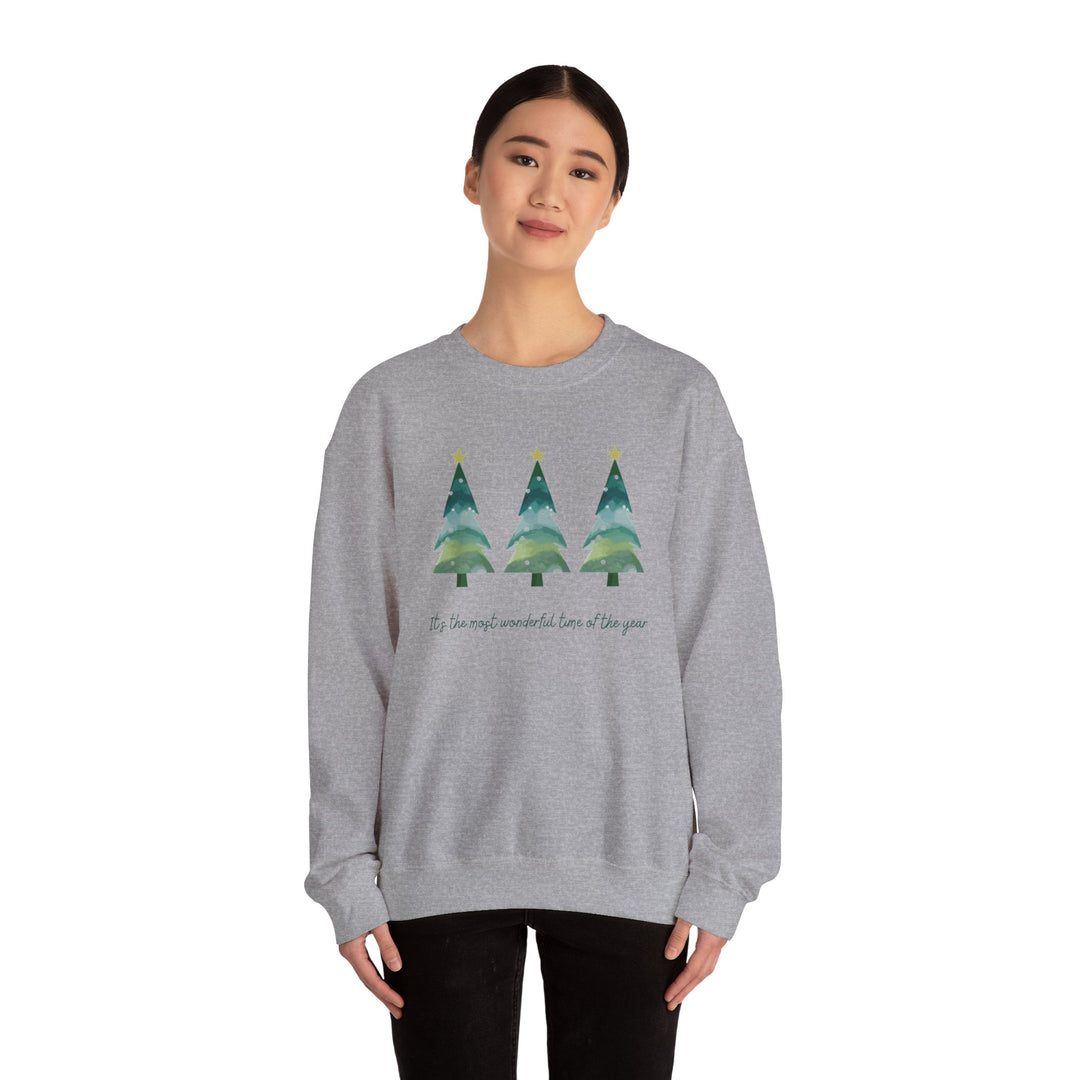 Christmas Tree Crewneck Sweatshirt — Cozy Holiday Trees Design