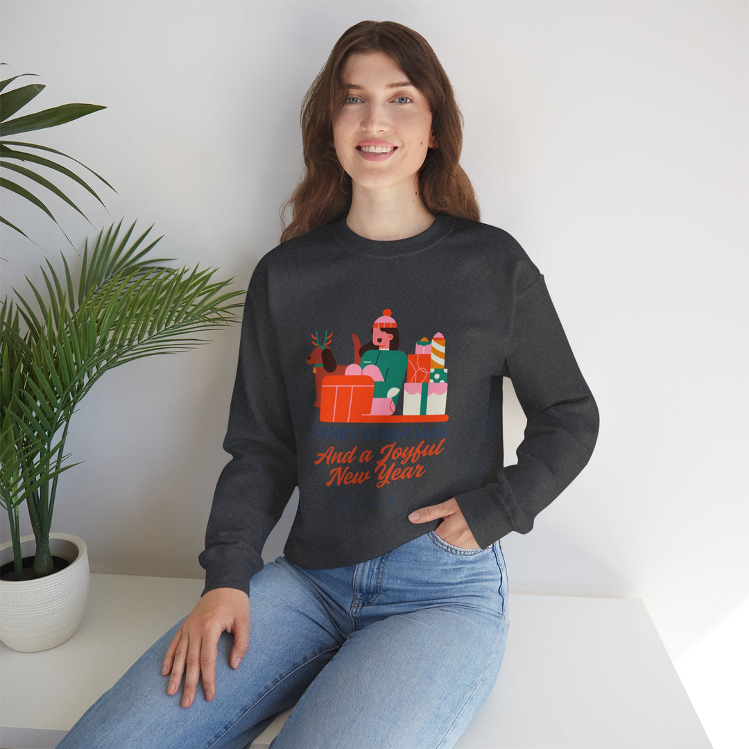 Christmas Crewneck Sweatshirt - "Merry Christmas and a Joyful New Year 2025" Holiday Sweatshirt