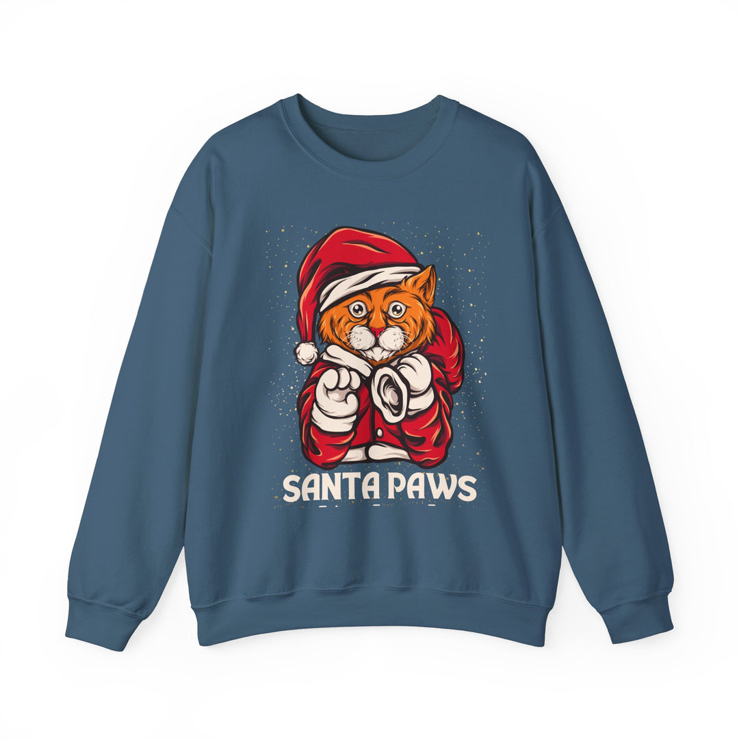 Santa Paws Unisex Heavy Blend Crewneck Sweatshirt - Cozy Festive Cat Design for Holiday Cheer