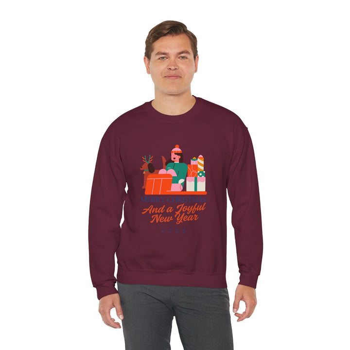 Christmas Crewneck Sweatshirt - "Merry Christmas and a Joyful New Year 2025" Holiday Sweatshirt