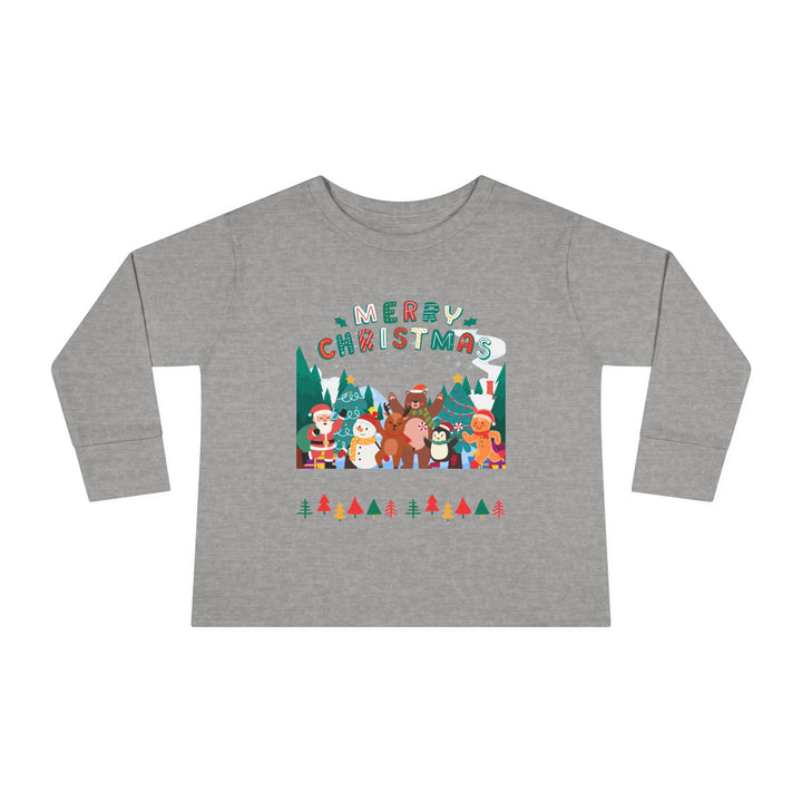 Merry Christmas Toddler Long Sleeve Tee — Cute Holiday Animal Friends