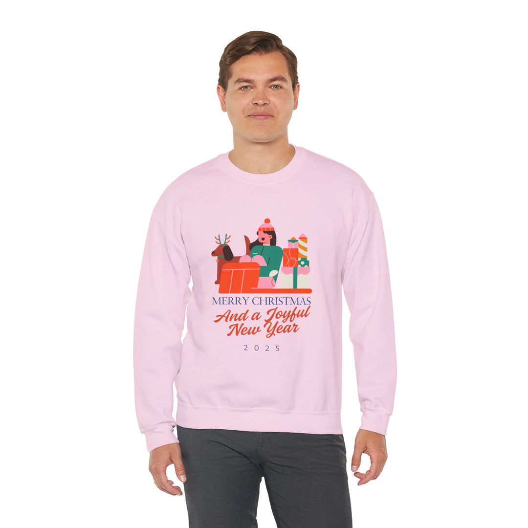 Christmas Crewneck Sweatshirt - "Merry Christmas and a Joyful New Year 2025" Holiday Sweatshirt