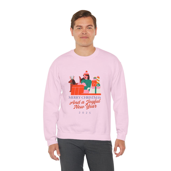Christmas Crewneck Sweatshirt - "Merry Christmas and a Joyful New Year 2025" Holiday Sweatshirt