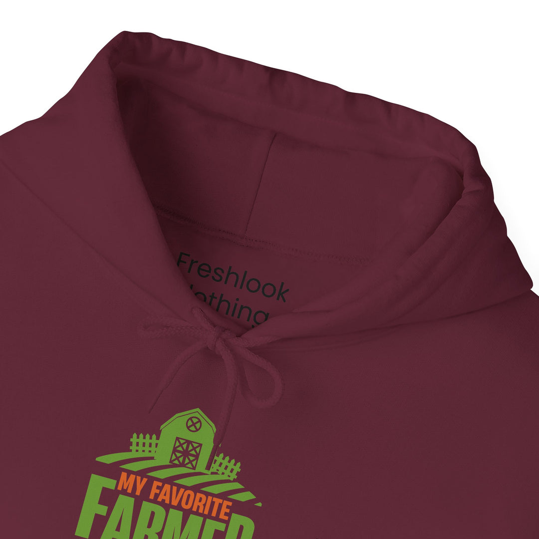 Dad’s Hooded Sweatshirt – My Favorite Farmer Calls Me Dad Design