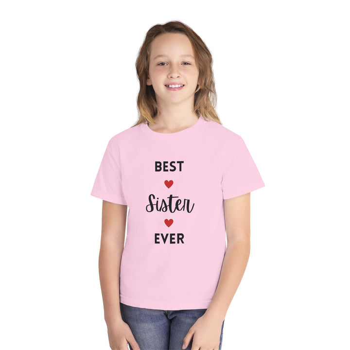Best Sister Ever Youth Tee — Kids' Yellow 'Best Sister Ever' Heart T‑Shirt
