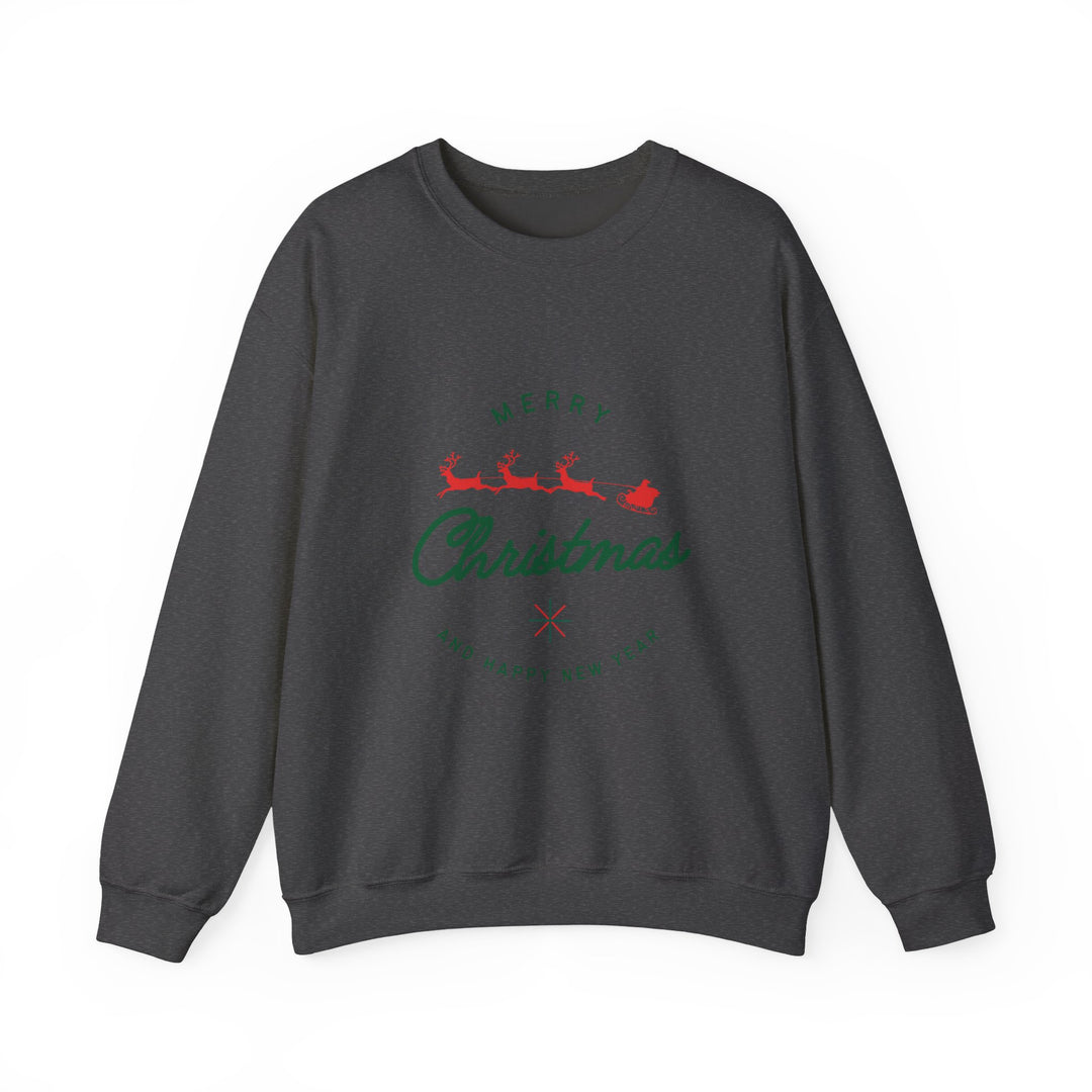 Christmas Crewneck Sweatshirt - 'Merry Christmas' Santa Sleigh Holiday Sweatshirt