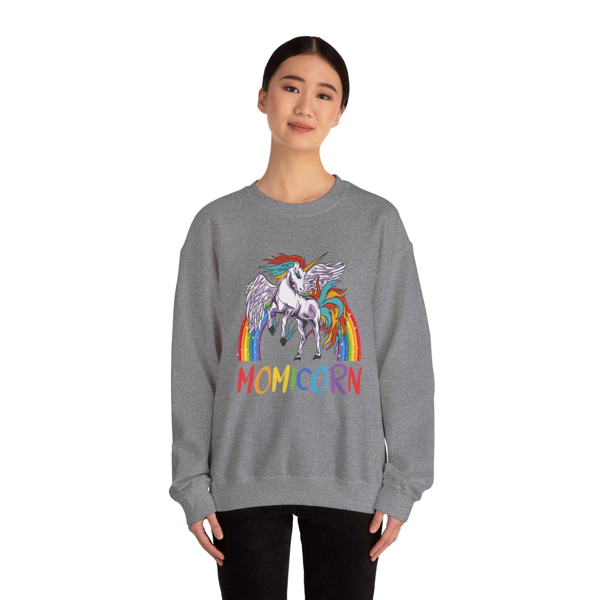 Mom Sweatshirt - Colorful MOMICORN Design