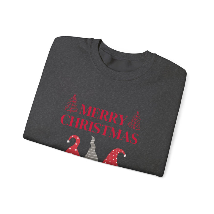 Christmas Gnome Crewneck Sweatshirt - "Merry Christmas and Happy New Year" Holiday Sweatshirt