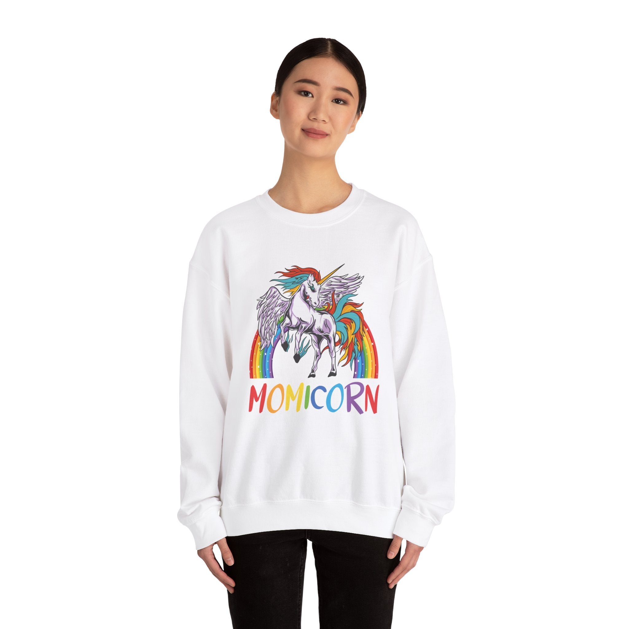 Mom Sweatshirt - Colorful MOMICORN Design