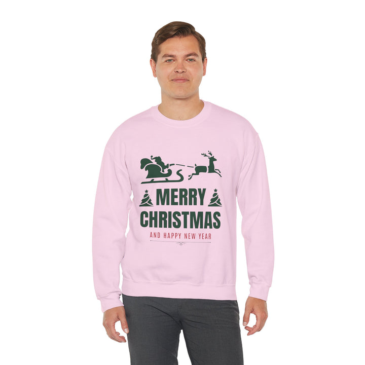 Christmas Sweatshirt - 'Merry Christmas and Happy New Year' Santa Sleigh Crewneck