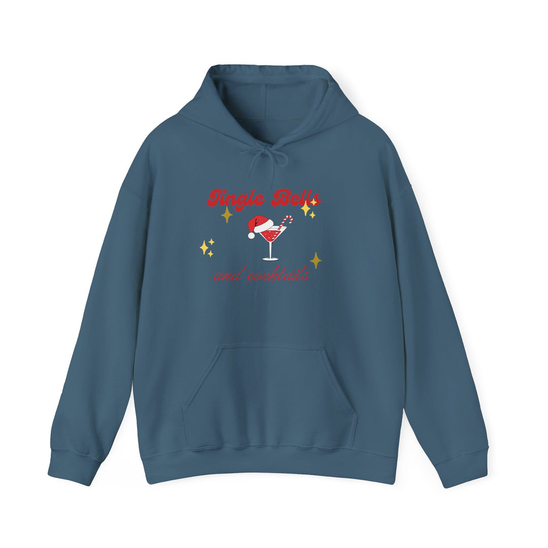 Jingle Bells and Cocktails Hoodie - Festive Unisex Heavy Blend Sweatshirt