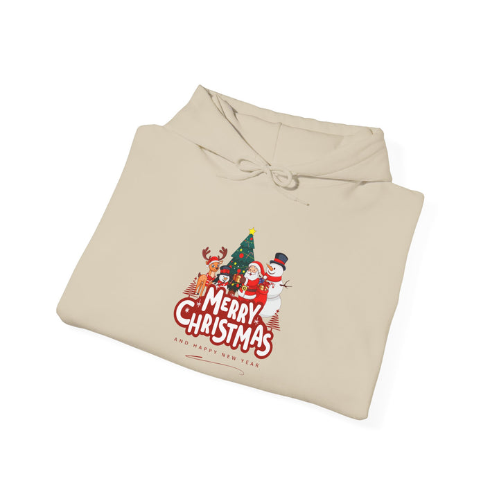 Christmas Crew Hoodie - 'Merry Christmas' Santa & Snowman Holiday Sweatshirt