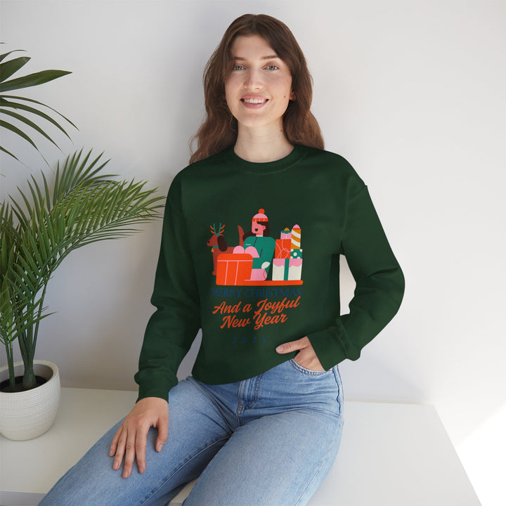 Christmas Crewneck Sweatshirt - "Merry Christmas and a Joyful New Year 2025" Holiday Sweatshirt