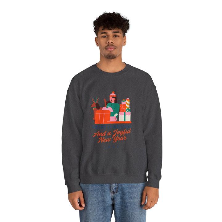 Christmas Crewneck Sweatshirt - "Merry Christmas and a Joyful New Year 2025" Holiday Sweatshirt