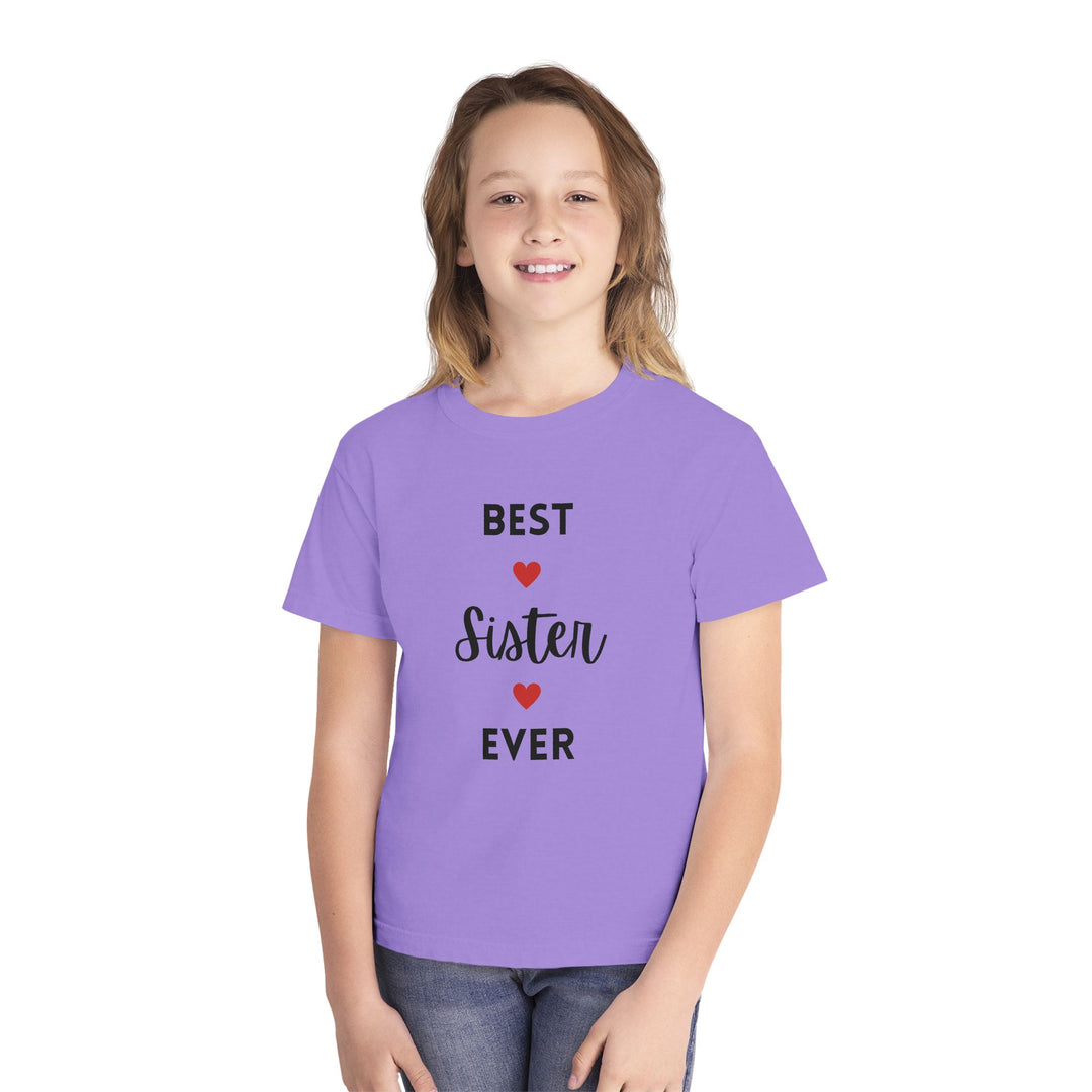 Best Sister Ever Youth Tee — Kids' Yellow 'Best Sister Ever' Heart T‑Shirt