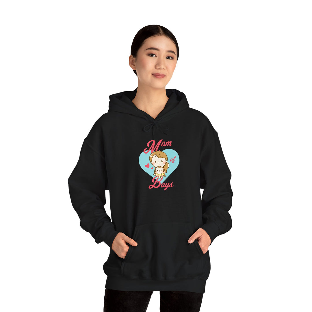 Mom's Unisex Hooded Sweatshirt - Mom of Boys Hoodie - Cute Graphic Hoodie for Mothers