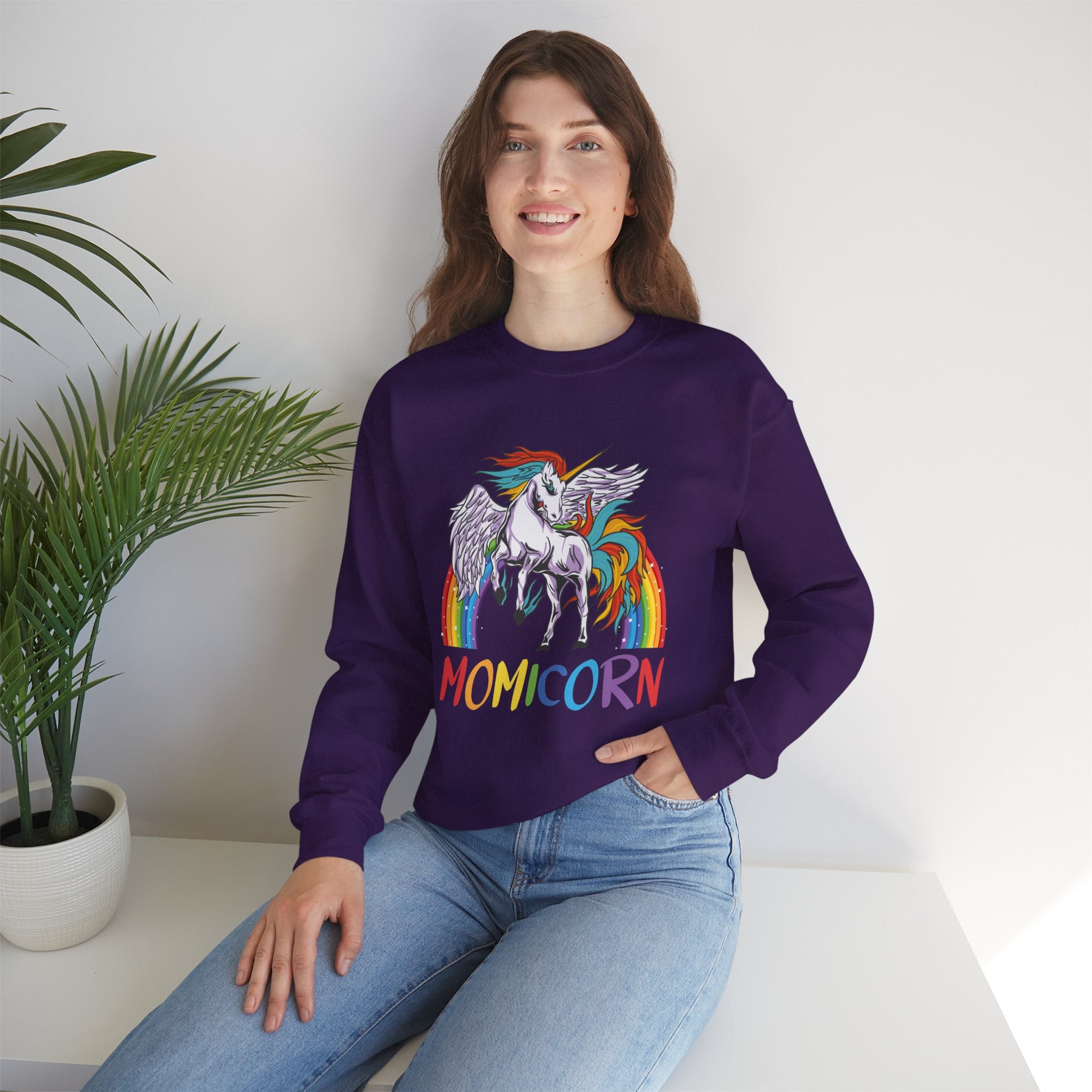 Mom Sweatshirt - Colorful MOMICORN Design