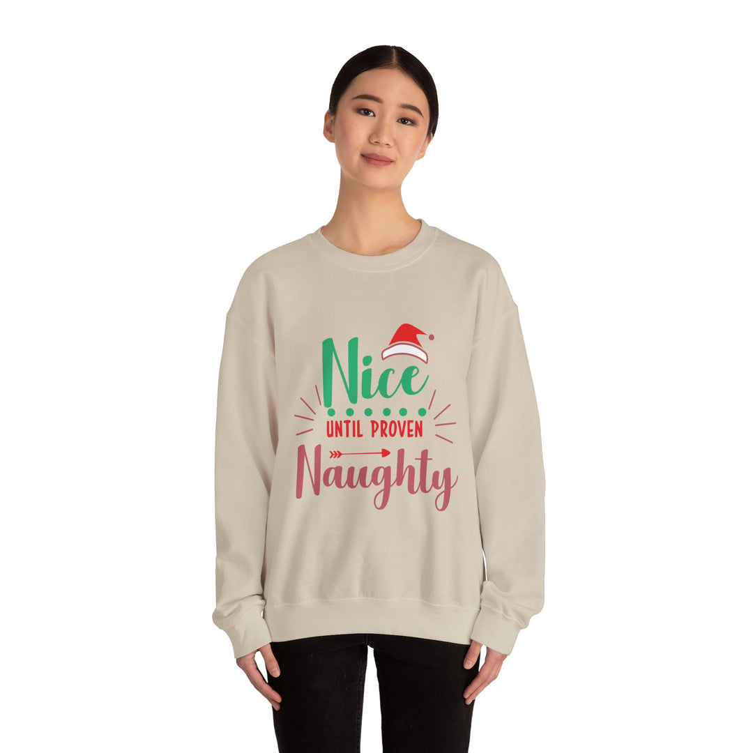 Christmas Sweatshirt “Nice Until Proven Naughty” Holiday Crewneck