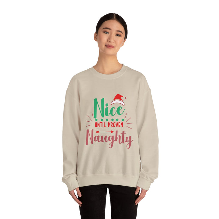 Christmas Sweatshirt “Nice Until Proven Naughty” Holiday Crewneck