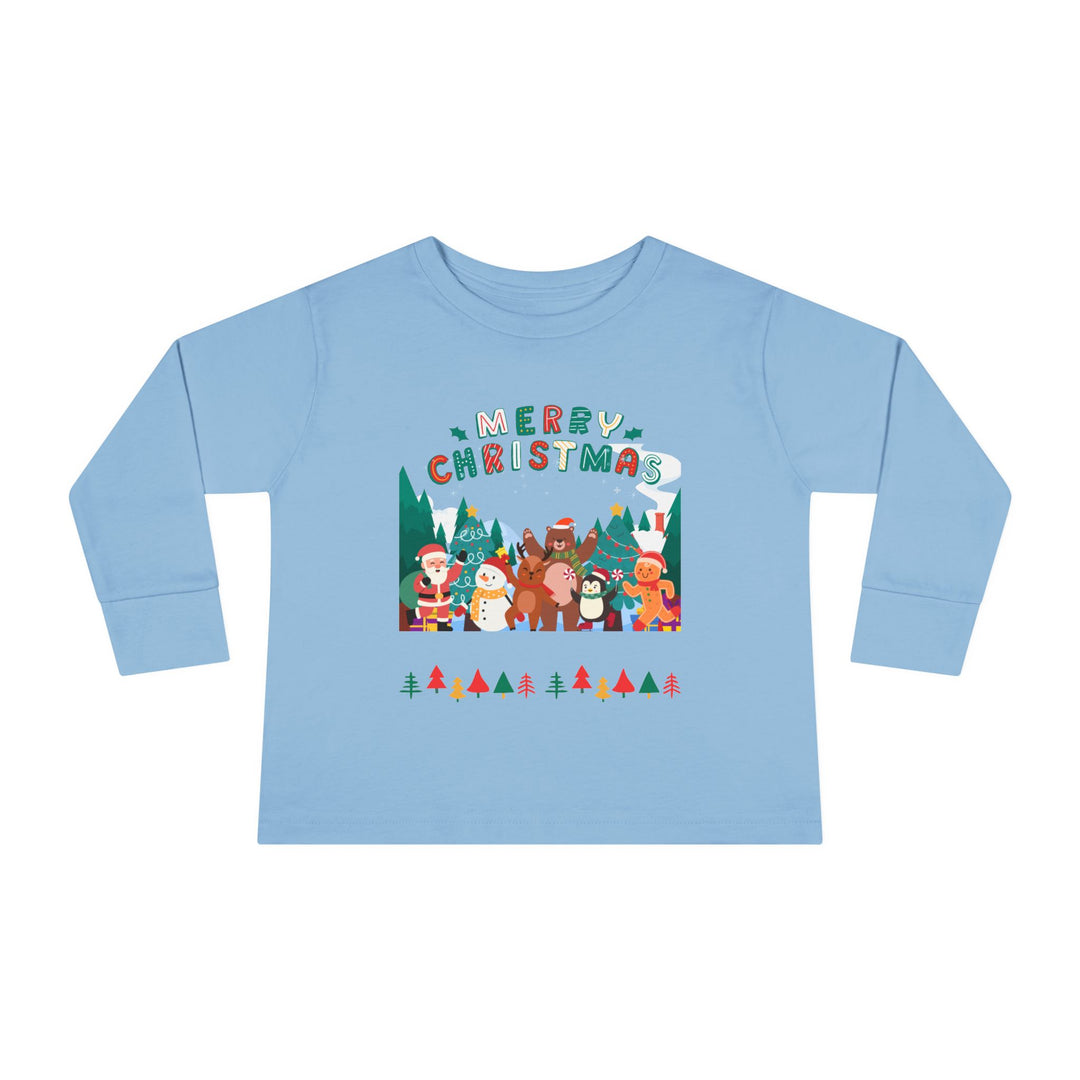 Merry Christmas Toddler Long Sleeve Tee — Cute Holiday Animal Friends
