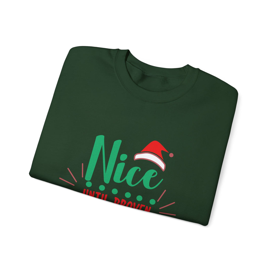 Christmas Sweatshirt “Nice Until Proven Naughty” Holiday Crewneck