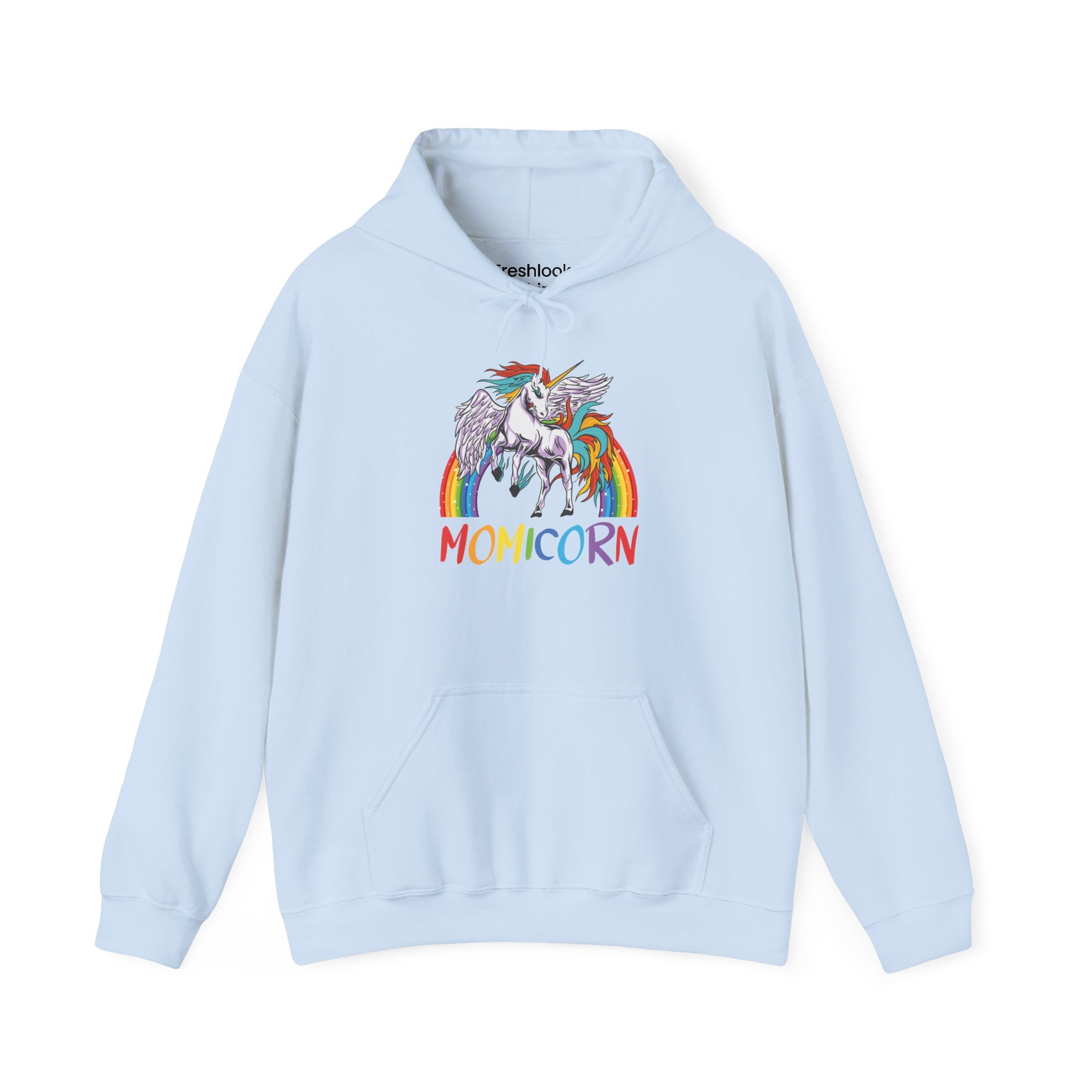 Mom's Hooded Sweatshirt - MOMICORN Hoodie - Colorful Unicorn Design for Fun and Comfort